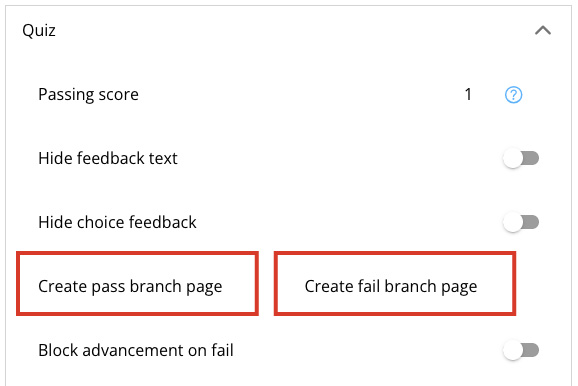 Create pass fail branch