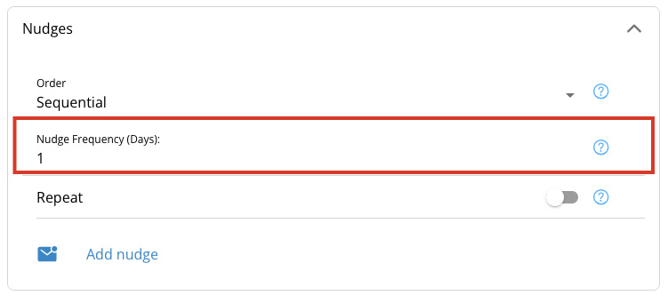 Frequency of nudges